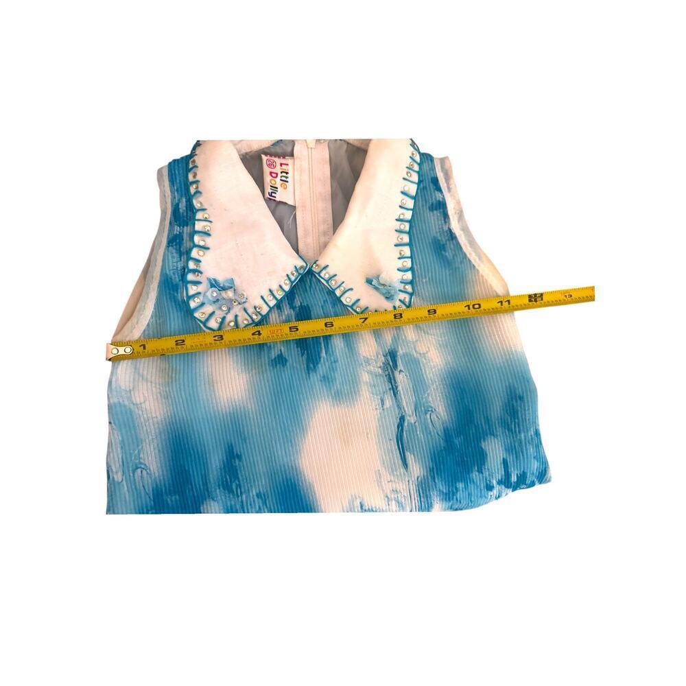 💙 Little Dolly Girls’ Blue & White‎ Pleated Party Dress - Size ~4t